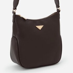 Bolsa Postman Pequena com Alça de Gorgorão Estampada Marrom