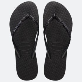 Chinelo Havaianas Tiras Finas com Glitter Preto