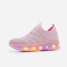 Tênis Infantil Calce Fácil com Glitter e Sola LED - Tam 20 ao 27 Rosa