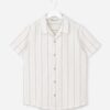 Camisa Infantil com Estampa de Listras e Texturizada - Tam 5 a 14 Anos Branco
