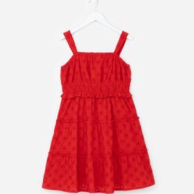 Vestido Marias Infantil em Laise com Elástico no Busto - Tam 5 a 14 Anos Vermelho